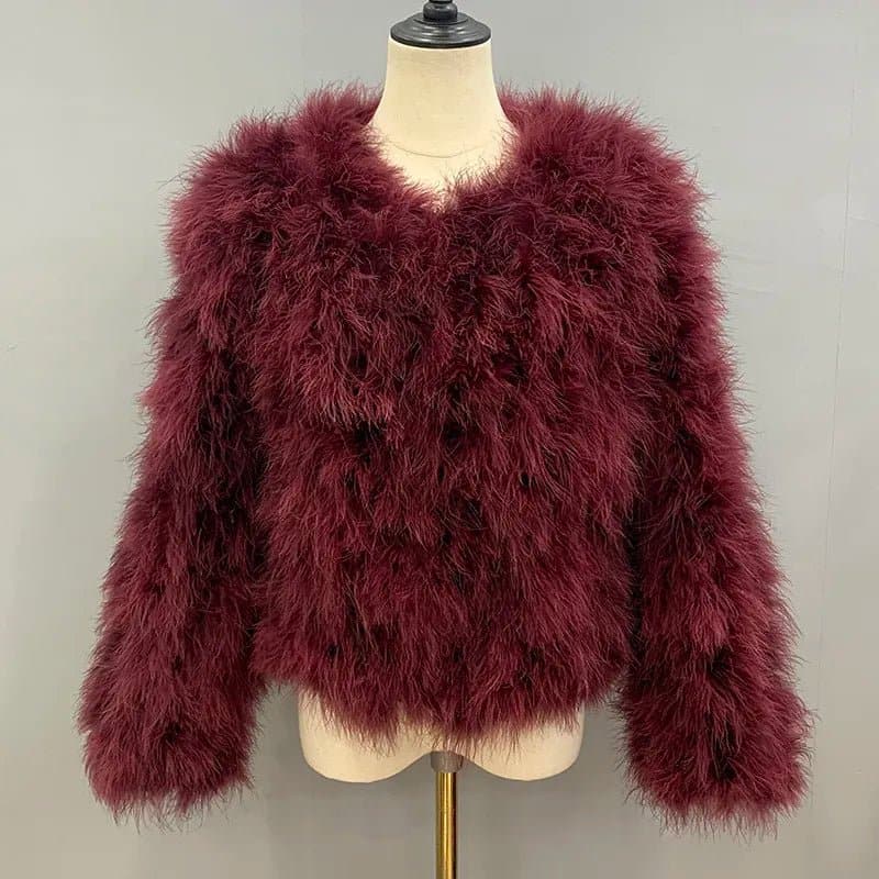Real Ostrich Feather Coat - Wandering Woman