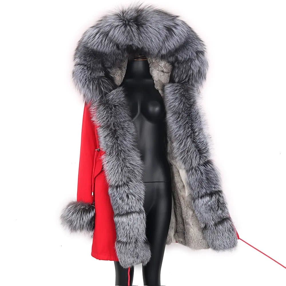 Real Rabbit Fur Hooded Coat - Wandering Woman
