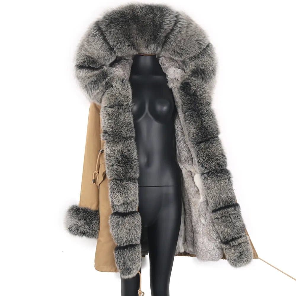 Real Rabbit Fur Hooded Coat - Wandering Woman
