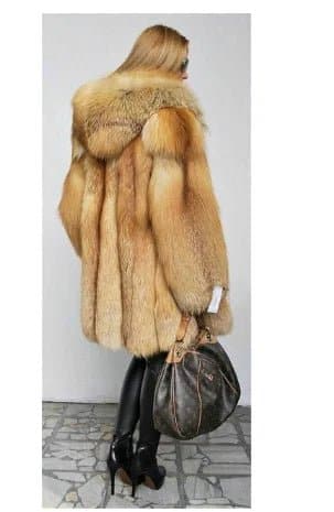 Red Fox Fur Coat With Lapel Collar - Wandering Woman