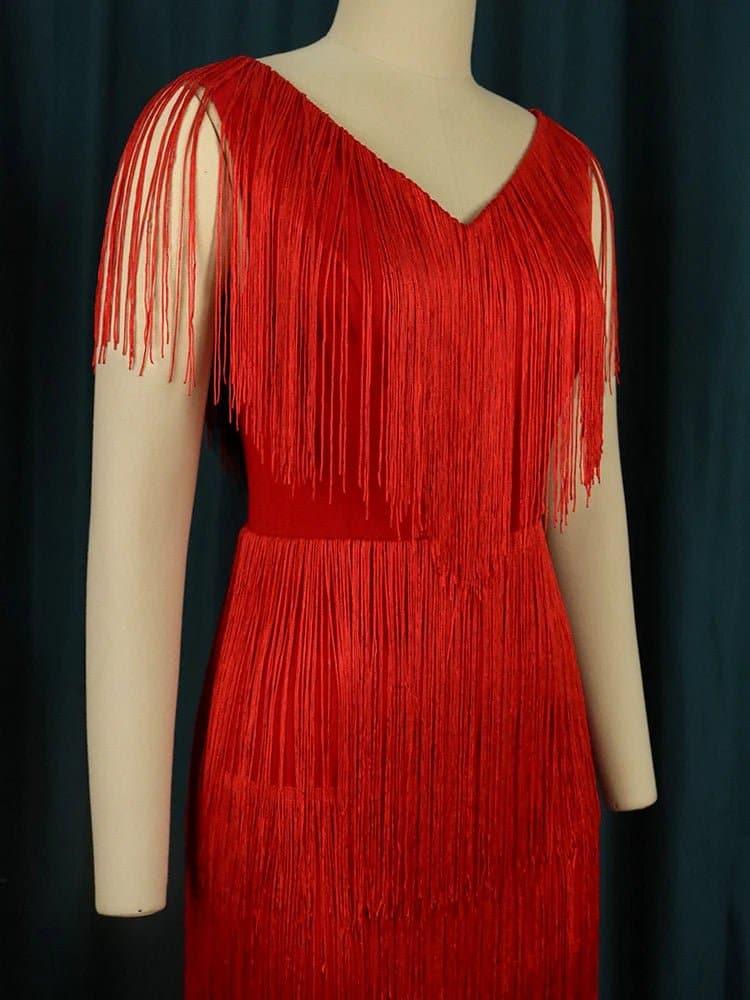 Red Tassel Dress - Wandering Woman