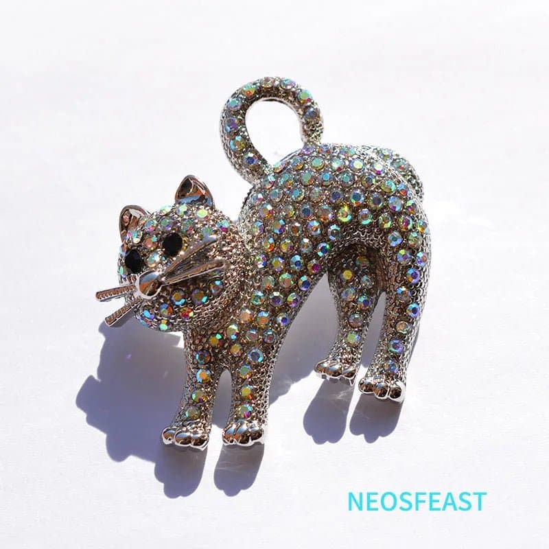 Rhinestone Cute Cat Brooches - Wandering Woman