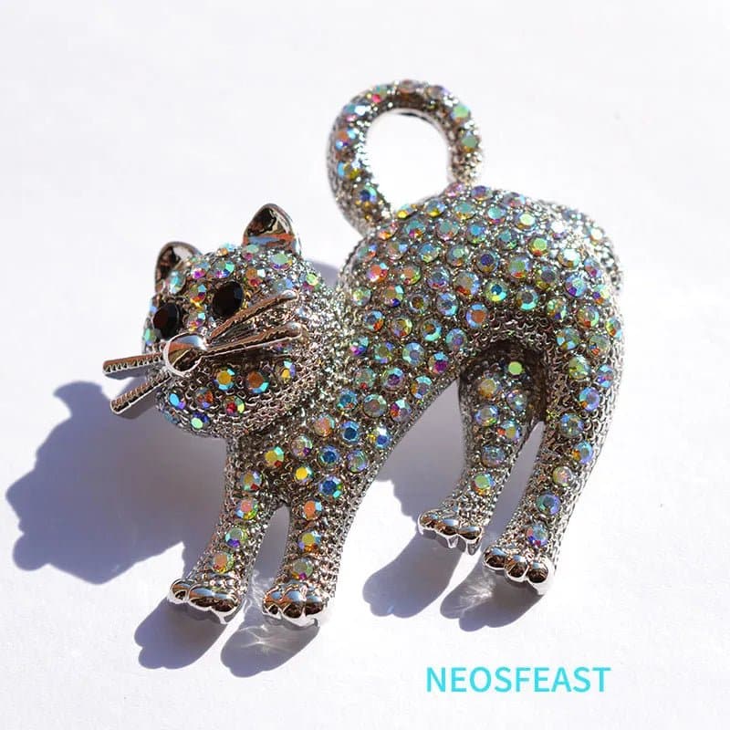 Rhinestone Cute Cat Brooches - Wandering Woman