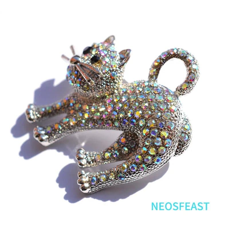 Rhinestone Cute Cat Brooches - Wandering Woman