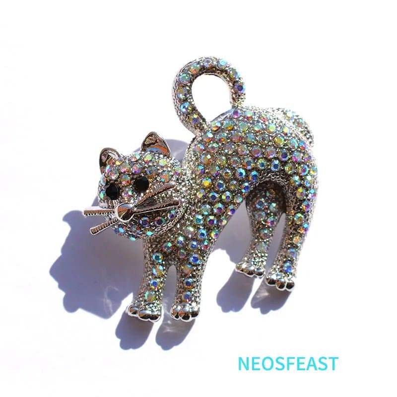 Rhinestone Cute Cat Brooches - Wandering Woman