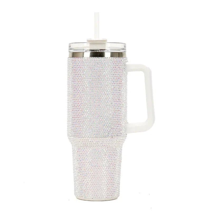 Rhinestone Embellished Travel Mug - 40oz Stainless Steel Vacuum Flask - Wandering Woman