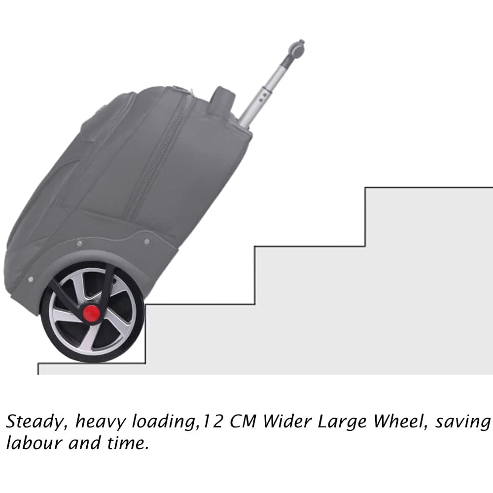 Rolling Luggage Bag with Big Wheels - Unisex, Lockable, 60cm Height, 3.5kg Weight - Wandering Woman