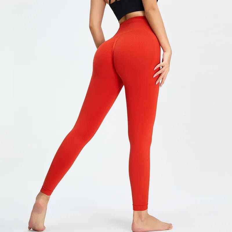 IUGA SupCream V Cross Waist Leggings With Pockets - Rosy Red / S