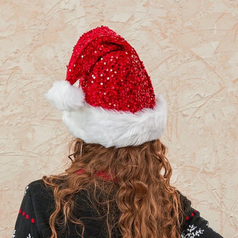 Sequin Santa Cap with Bow - Wandering Woman