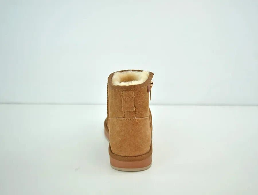 Sheepskin Snow Boots with Zipper - Warm and Stylish Winter Footwear - Wandering Woman