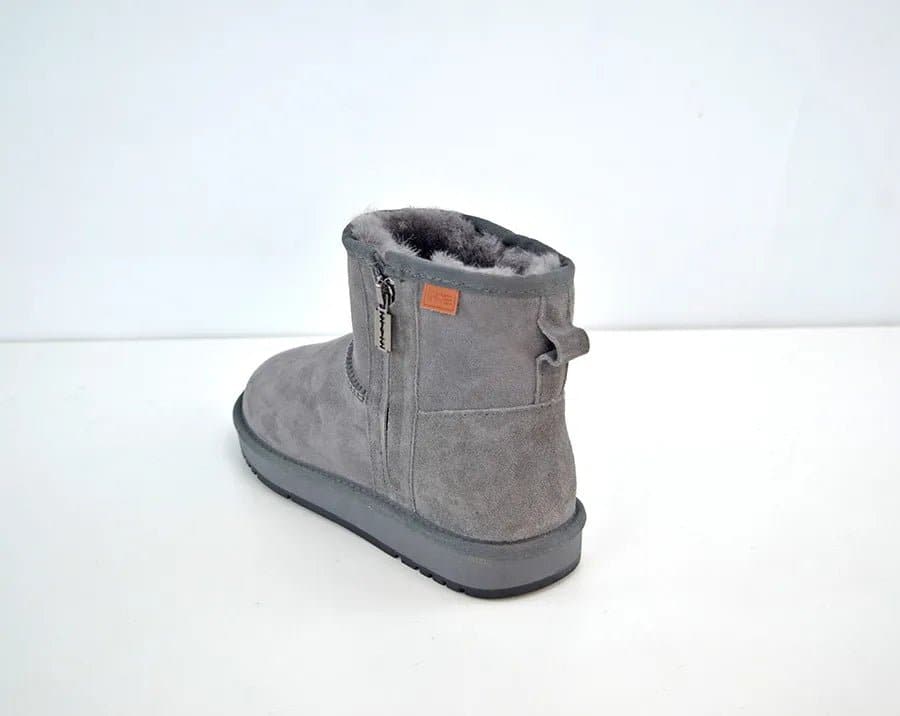 Sheepskin Snow Boots with Zipper - Warm and Stylish Winter Footwear - Wandering Woman