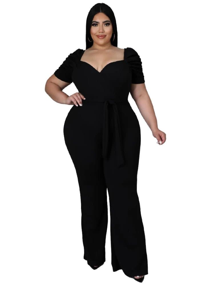 Short Sleeve Jumpsuits with Belt - Wandering Woman