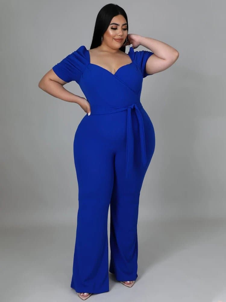 Short Sleeve Jumpsuits with Belt - Wandering Woman