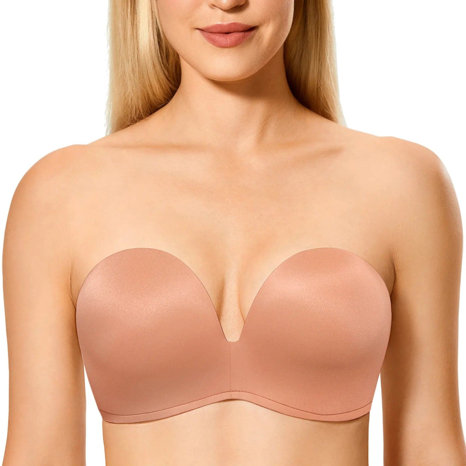 Silicone Strapless Bra with Underwire - Push Up, Plunge, Padded - Wandering Woman