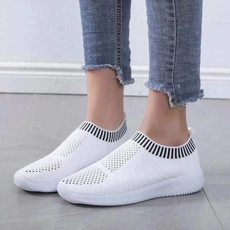 Slip-On Breathable Mesh Sneakers - Lightweight Casual Shoes - Wandering Woman