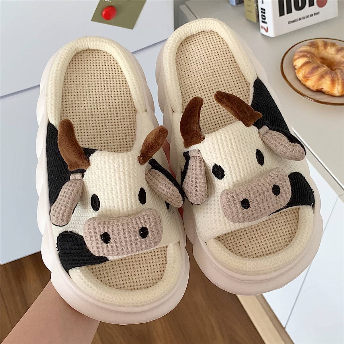 Soft Cute Cotton Cow Slippers - Wandering Woman