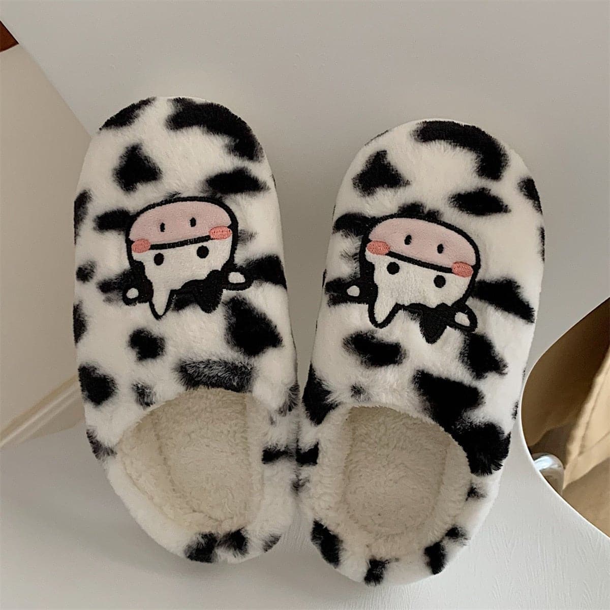Soft Cute Cotton Cow Slippers - Wandering Woman