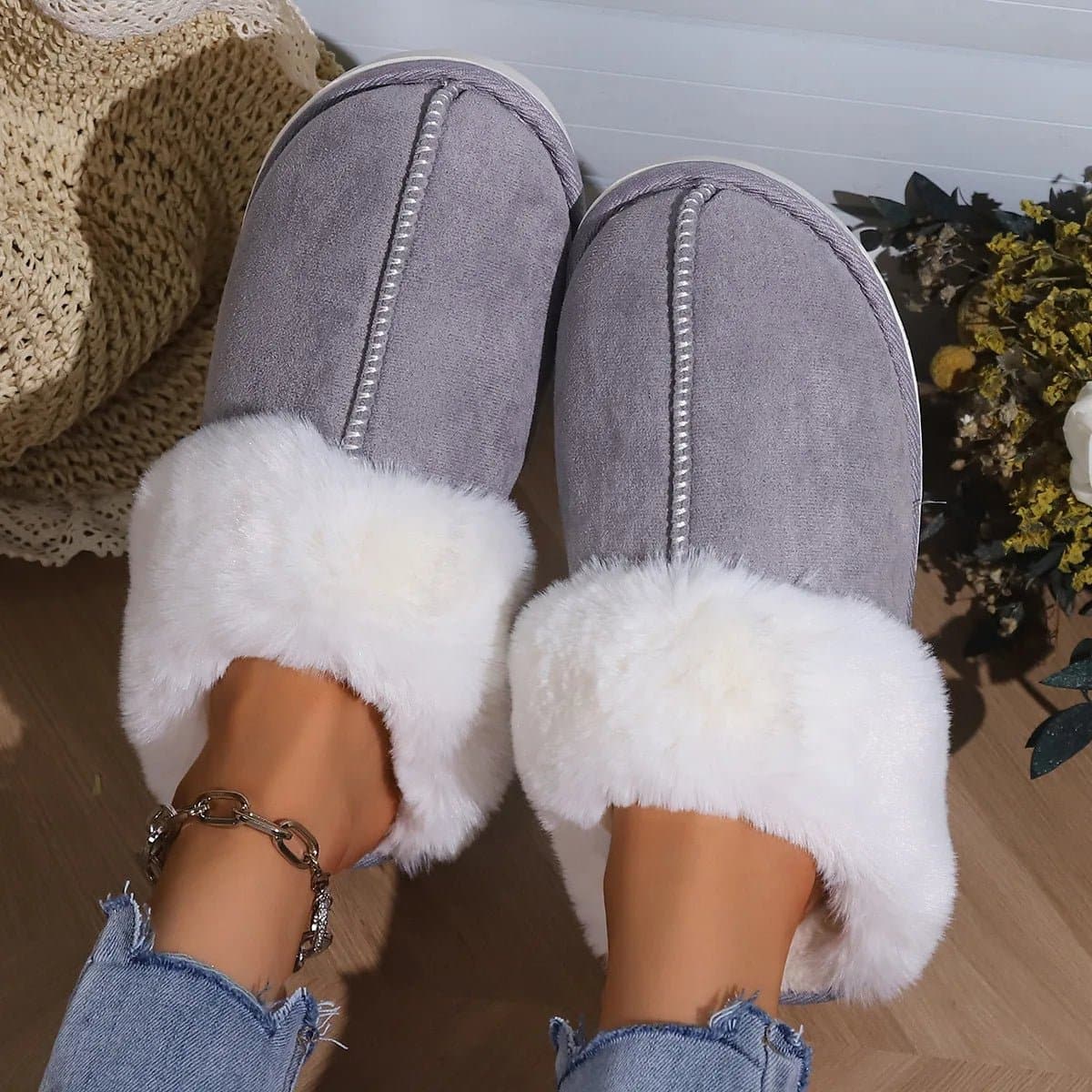 Soft Sole Plush Cotton Slippers - Warm, Cozy, and Stylish for Indoor Comfort - Wandering Woman