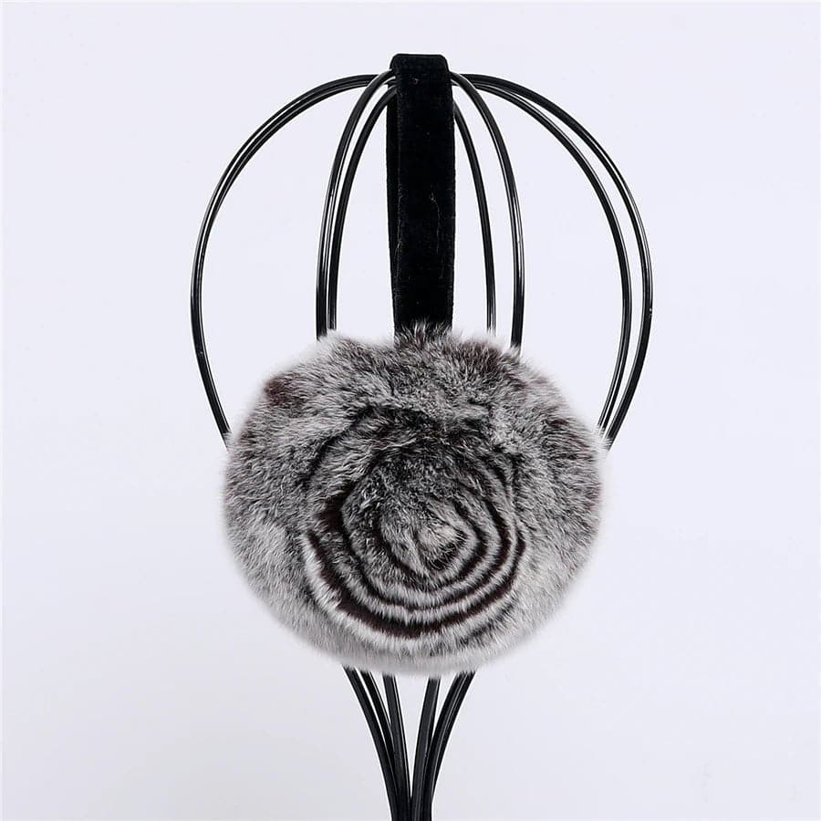 Stylish Natural Rabbit Fur Earmuff - Fashion Floral Design - Women's Winter Accessory - Wandering Woman
