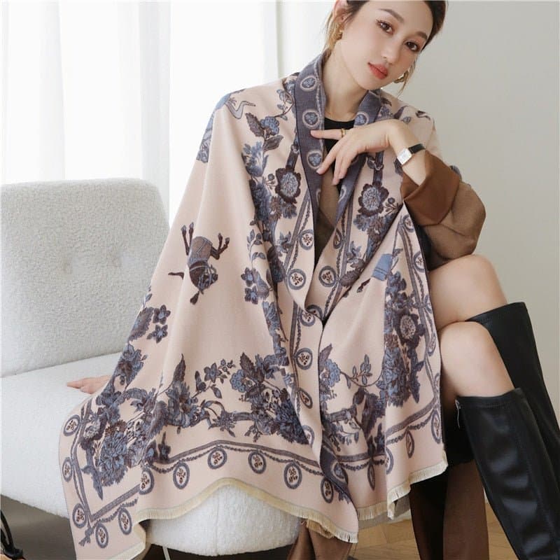 Thick Warm Floral Shawls - Wandering Woman