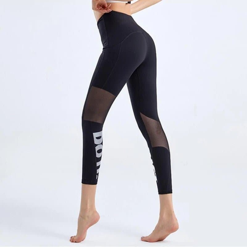 Tight Mesh Yoga Leggings - Breathable High Waist Leggings for Yoga Fitness - Quick Dry and Anti-Wrinkle - S M L Sizes - Wandering Woman