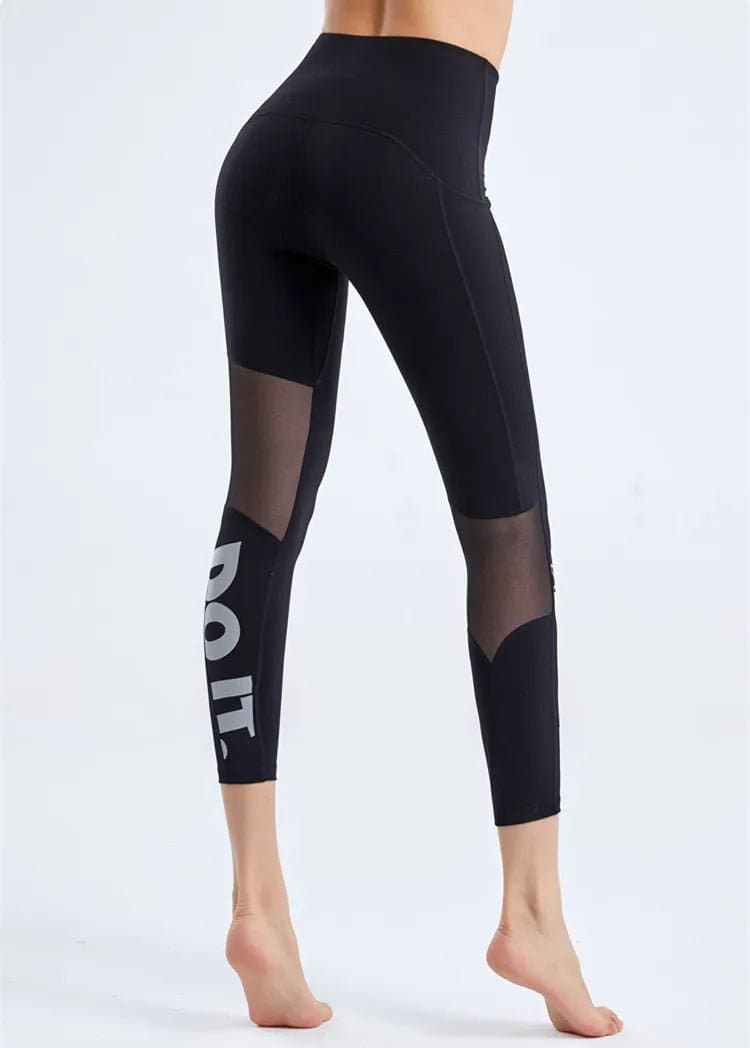 Tight Mesh Yoga Leggings - Breathable High Waist Leggings for Yoga Fitness - Quick Dry and Anti-Wrinkle - S M L Sizes - Wandering Woman