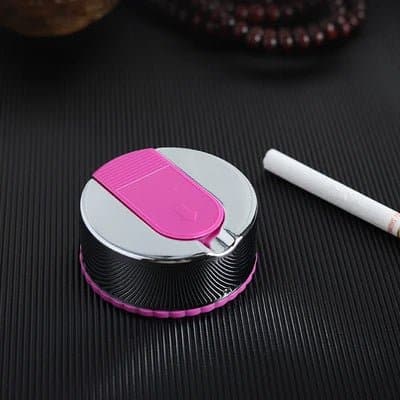 Travel Ashtray with Key Chain - Stainless Steel and ABS - Round Shape - Pocket Size, - Wandering Woman