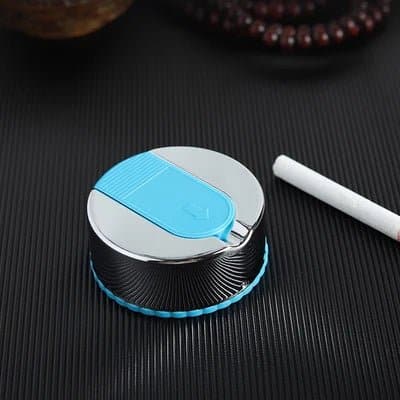 Travel Ashtray with Key Chain - Stainless Steel and ABS - Round Shape - Pocket Size, - Wandering Woman