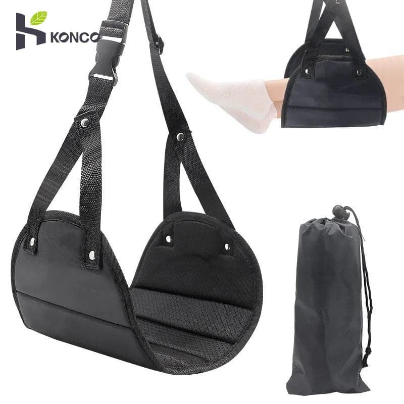 Travel Foot Hammock - Portable Single-Person Airplane Footrest and Leg Rest - Wandering Woman