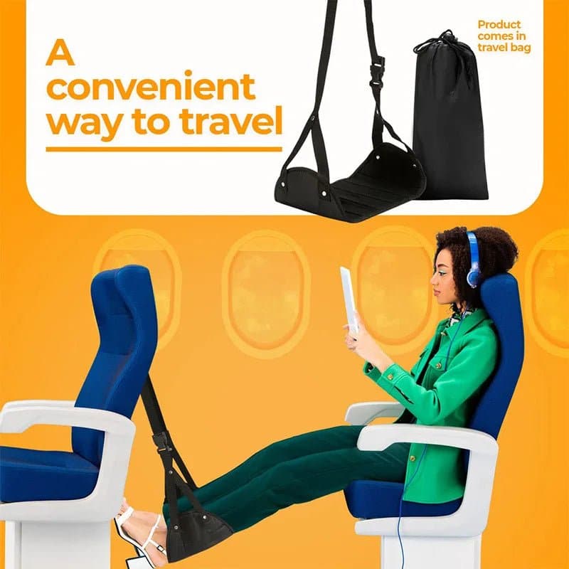 Travel Foot Hammock - Portable Single-Person Airplane Footrest and Leg Rest - Wandering Woman