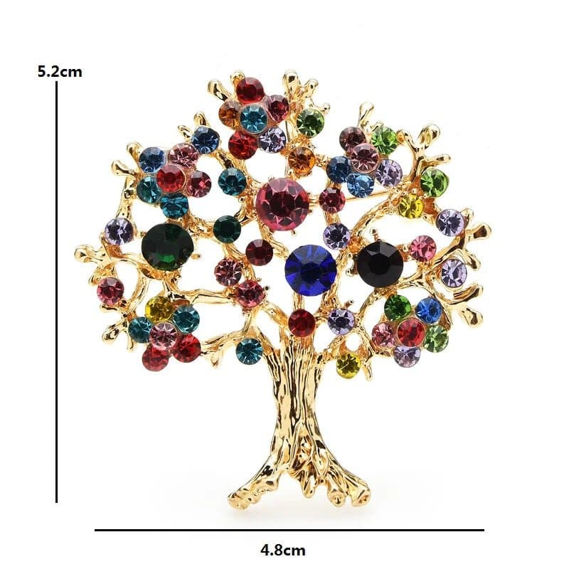 Tree of Life Multicolor Rhinestone Brooch - Wandering Woman
