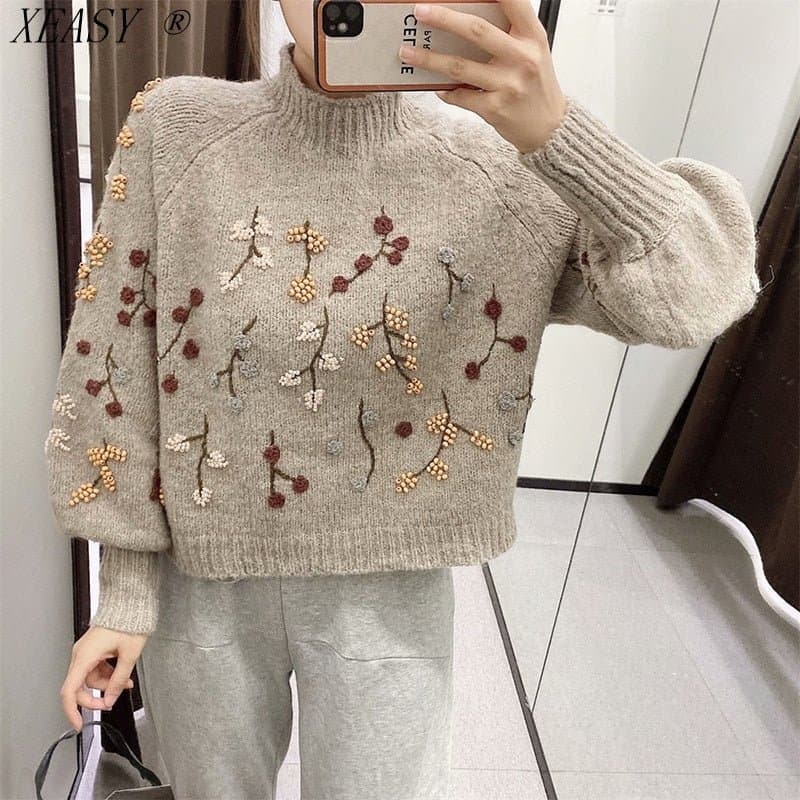Vintage Long Sleeve Knitted Sweater - Wandering Woman