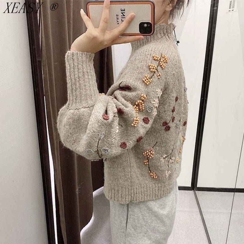 Vintage Long Sleeve Knitted Sweater - Wandering Woman