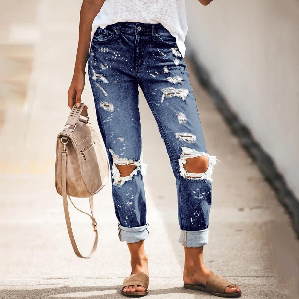 Vintage Ripped Slim Fit Jeans - Wandering Woman