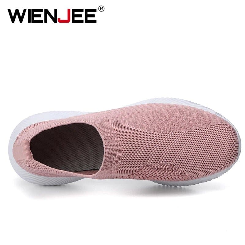 Vulcanized Slip-On Flat Shoes - Comfortable Cotton Fabric Flats from WIENJEE - Wandering Woman