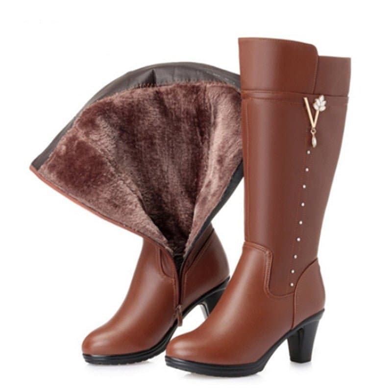 Warm High-heeled Wool Boots - Wandering Woman