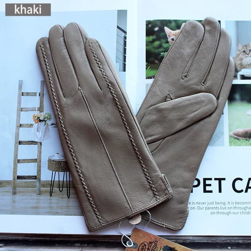 Warm Leather Gloves for Women - Genuine Leather with Polyester Lining - Stylish Fashion Gloves! - Wandering Woman
