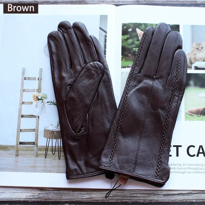 Warm Leather Gloves for Women - Genuine Leather with Polyester Lining - Stylish Fashion Gloves! - Wandering Woman
