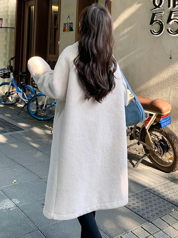 White Faux Fur Long Coat - Wandering Woman