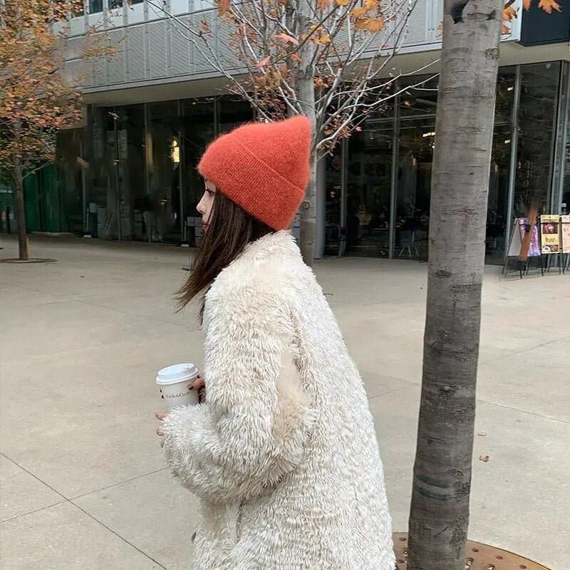 Winter Angora Rabbit Cap - Wandering Woman