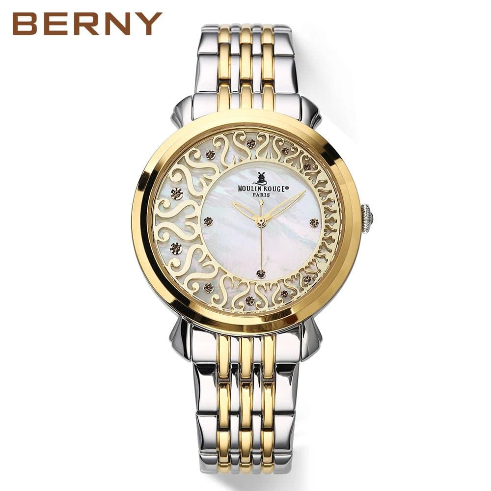 Women Quartz Stainless Steel Watch - Berny Luxury Business Casual - Crystal Dial - 30m Waterproof - CE Certified - Wandering Woman