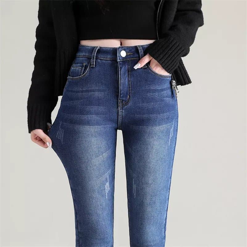 Women's Fleece Lined Jeans - Warm & Cozy Straight Leg Pants - Wandering Woman