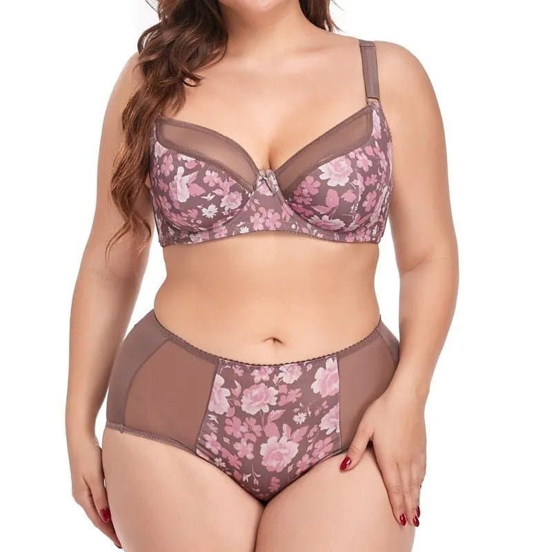 Women's Floral Bra and Brief Set - PariFairy, Underwire, Ultra-Thin - Wandering Woman