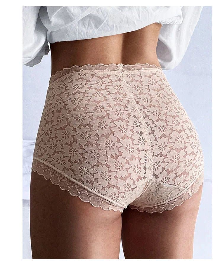 Women's High Waist Lace Underwear - Comfortable Briefs for Ladies - Breathable Fabric, Winter to Autumn - Sizes M, L, XL - Wandering Woman