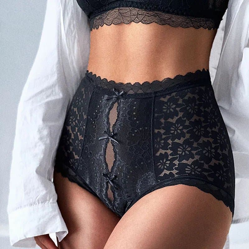 Women's High Waist Lace Underwear - Comfortable Briefs for Ladies - Breathable Fabric, Winter to Autumn - Sizes M, L, XL - Wandering Woman