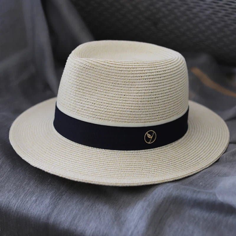 Women's Wide Brim Beach Hat with Sun Protection in Straw - Large Size (58-61cm) - Wandering Woman